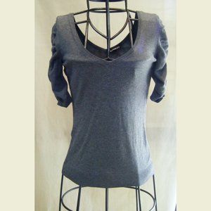 Express Gray Knit Top with Deep V Neck Front and Back. Size XS.